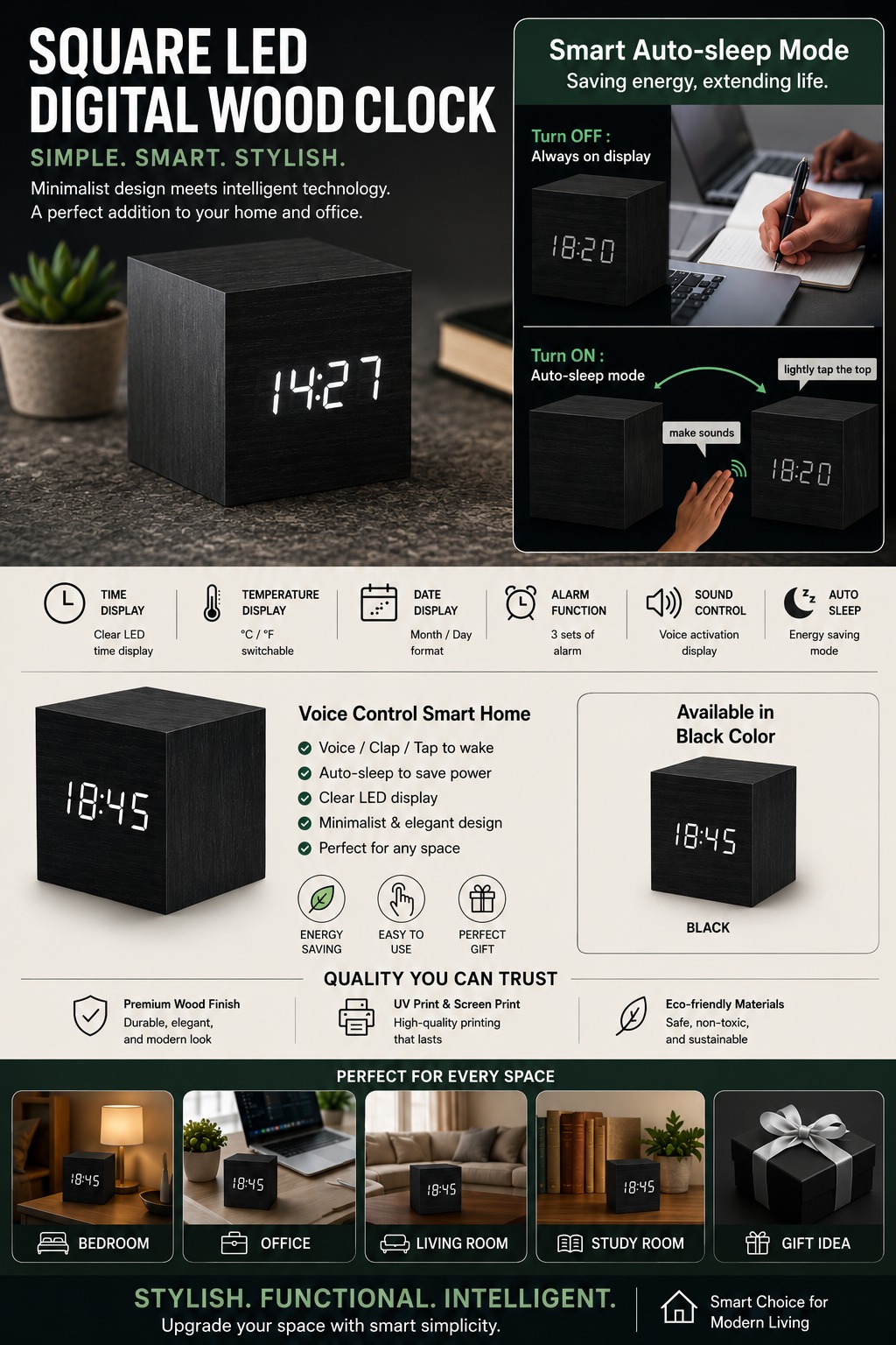 Wooden Finish Clock