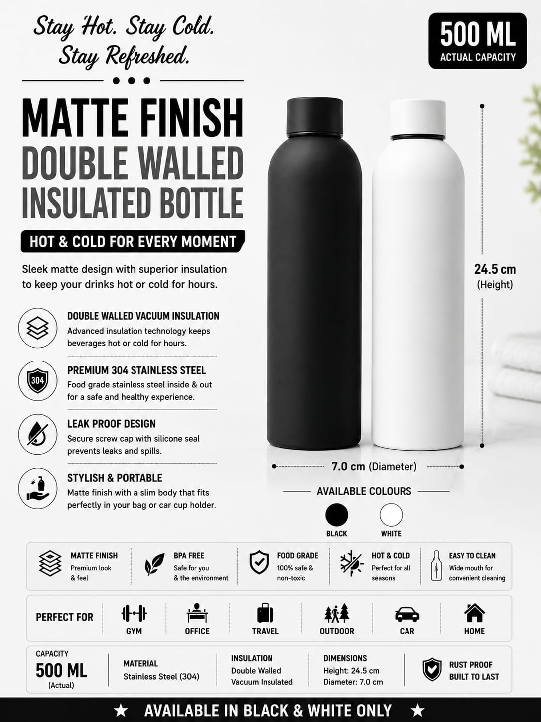 Matt Finish Insulated Bottle